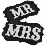 Set 2 Bannere, Vivimall, cu Agatatoare, Tematica Nunta, Pancarde Model Mr si Mrs, Negru - vivimall.ro