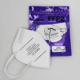 Set 2 bucati Masca de protectie faciala, Flippy®️, de unica folosinta, FFP2 CE 2163, 5 straturi, nesterila, ambalaj individual, Alb - vivimall.ro