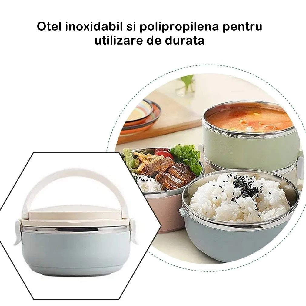 Set 2 caserole inox 700 ml cu maner | FreshBox - vivimall.ro
