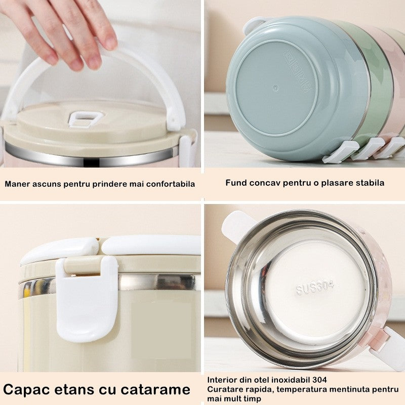Set 2 caserole inox 700 ml cu maner | FreshBox - vivimall.ro