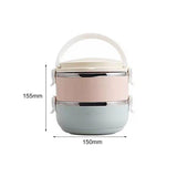 Set 2 Caserole pentru alimente Vivimall, lunch box, 1400 ml, otel inoxidabil, maner, valva aerisire, 15.5 x 15 cm, inchidere etansa, multicolor - vivimall.ro