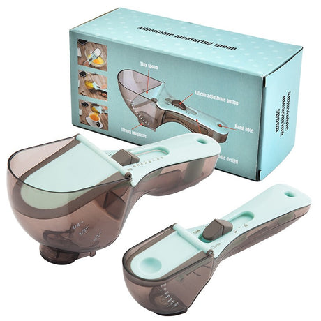 Set 2 Cupe Gradate Pentru Bucatarie, Cupe De Masurat Reglabile, Ergonomic, Confortabil, Pentru Lichide Si Solide, Volum Ajustabil 5-30Ml, 30-130Ml, Culoare Albastru - vivimall.ro