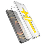 Set 2 folii sticla securizata cu sistem de montare usor si rapid Full Cover 3D Flippy compatibila cu Apple iPhone 12 / 12 Pro Negru - vivimall.ro