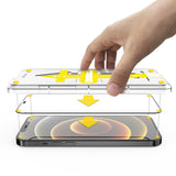 Set 2 folii sticla securizata cu sistem de montare usor si rapid Full Cover 3D Flippy compatibila cu Apple iPhone 13 Pro Max Negru - vivimall.ro