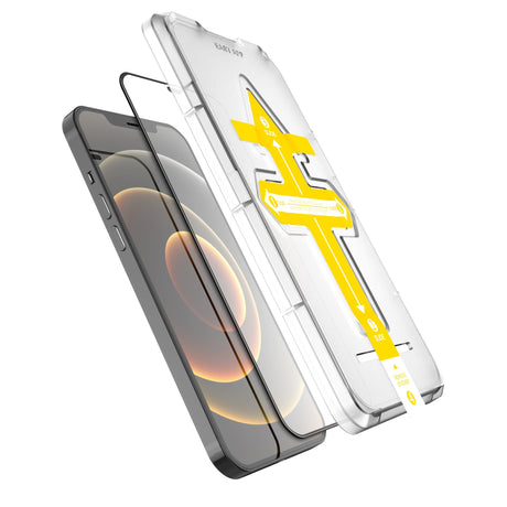 Set 2 folii sticla securizata cu sistem de montare usor si rapid Full Cover 3D Flippy compatibila cu Apple iPhone 13 Pro Max Negru - vivimall.ro