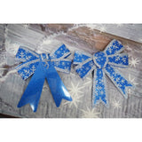 Set 2 fundite pentru brad, Albastre, model de nea, cu margini argintii, 13 x 18 cm, PVC, Flippy - vivimall.ro