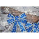 Set 2 fundite pentru brad, Albastre, model de nea, cu margini argintii, 13 x 18 cm, PVC, Flippy - vivimall.ro