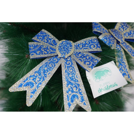 Set 2 fundite pentru brad, Albastre, model spiralat, cu margini aurii, 13 x 18 cm, PVC, Flippy - vivimall.ro