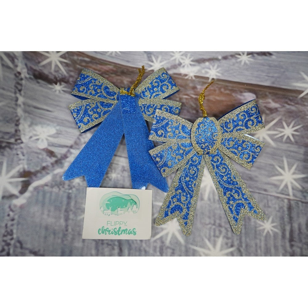 Set 2 fundite pentru brad, Albastre, model spiralat, cu margini aurii, 13 x 18 cm, PVC, Flippy - vivimall.ro