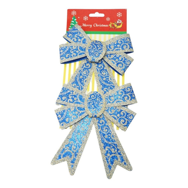 Set 2 fundite pentru brad, Albastre, model spiralat, cu margini aurii, 13 x 18 cm, PVC, Flippy - vivimall.ro