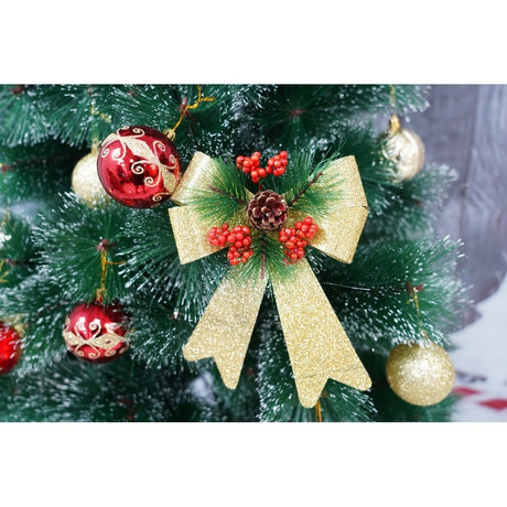Set 2 Fundite Pentru Brad, Aurii, Decorate, Cu Sclipici, Din Poliester