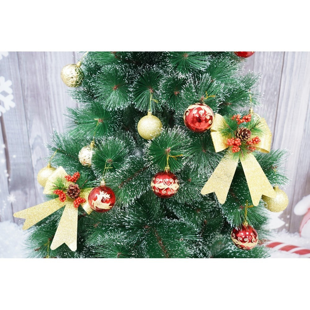 Set 2 fundite pentru brad, Aurii, decorate, cu sclipici, 14 x 19 cm, din poliester, Flippy - vivimall.ro