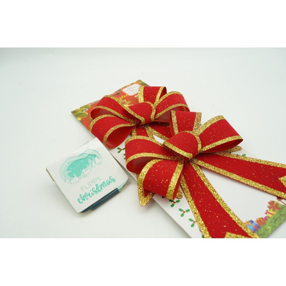 Set 2 Fundite Pentru Brad, Rosii, Cu Margini Aurii, Pvc