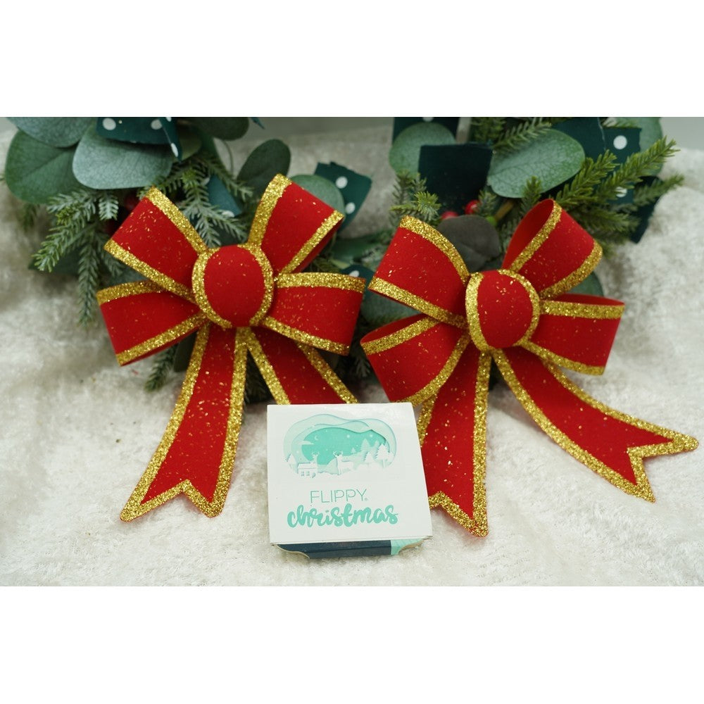 Set 2 fundite pentru brad, Rosii, cu margini aurii, 13 x 18 cm, PVC, Flippy - vivimall.ro