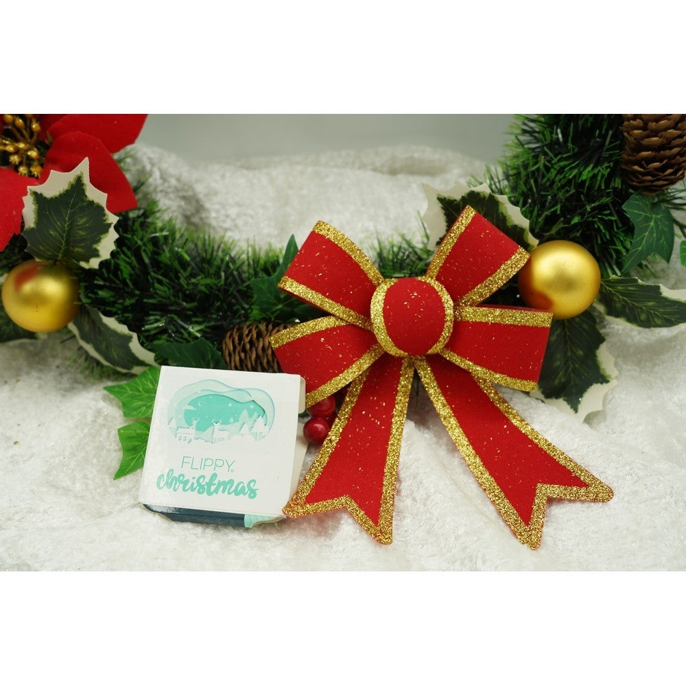 Set 2 Fundite Pentru Brad, Rosii, Cu Margini Aurii, Pvc
