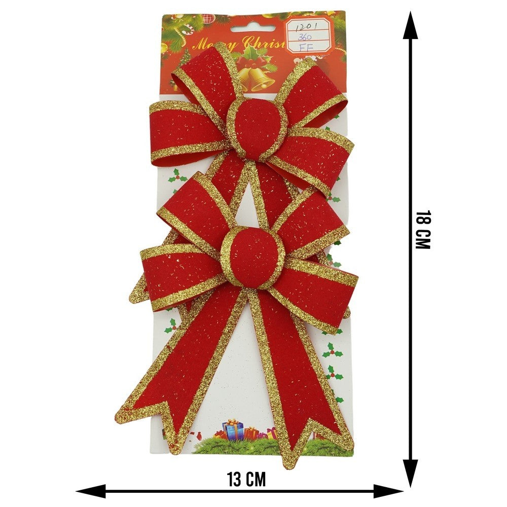 Set 2 Fundite Pentru Brad, Rosii, Cu Margini Aurii, Pvc