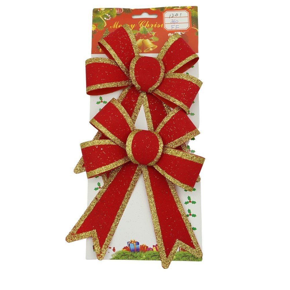 Set 2 Fundite Pentru Brad, Rosii, Cu Margini Aurii, Pvc
