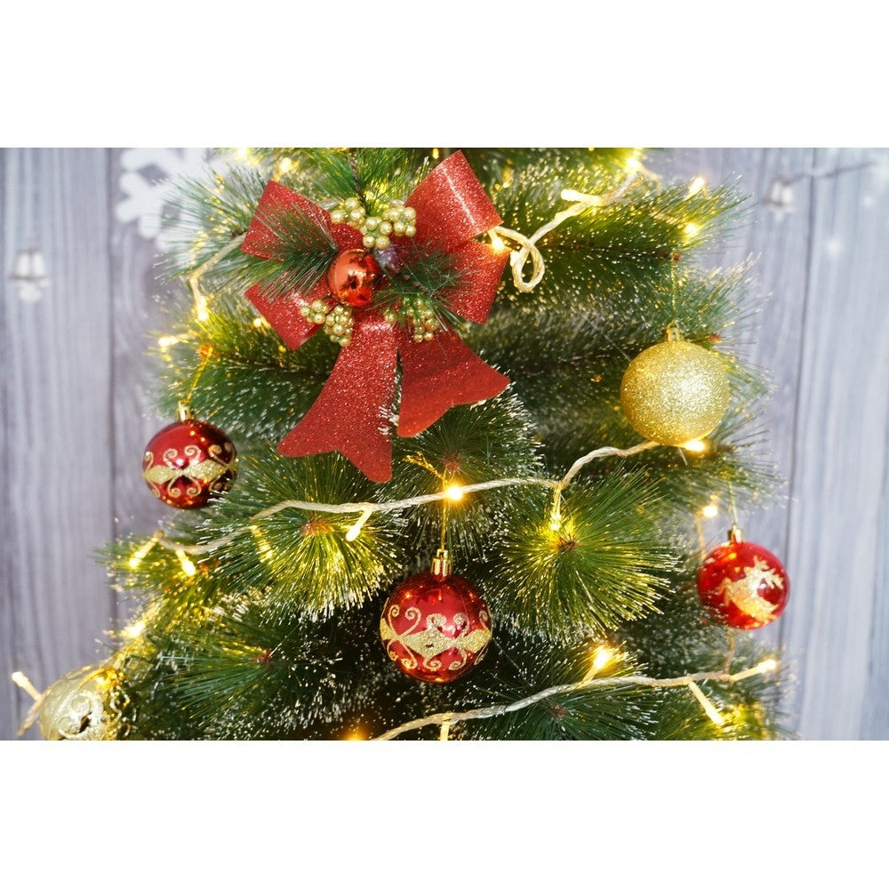 Set 2 Fundite Pentru Brad, Rosii, Decorate, Cu Sclipici, Din Poliester