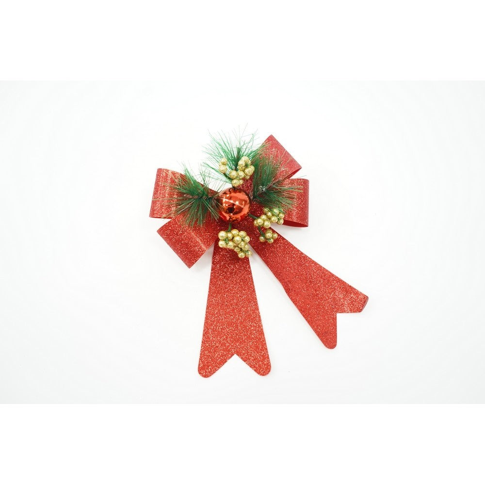 Set 2 fundite pentru brad, Rosii, decorate, cu sclipici, 14 x 19 cm, din poliester, Flippy - vivimall.ro