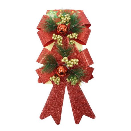 Set 2 fundite pentru brad, Rosii, decorate, cu sclipici, 14 x 19 cm, din poliester, Flippy - vivimall.ro