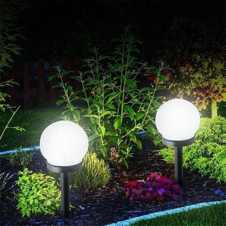 Set 2 Lampi Solare Glob Lumina Rece | SolarGlow - vivimall.ro