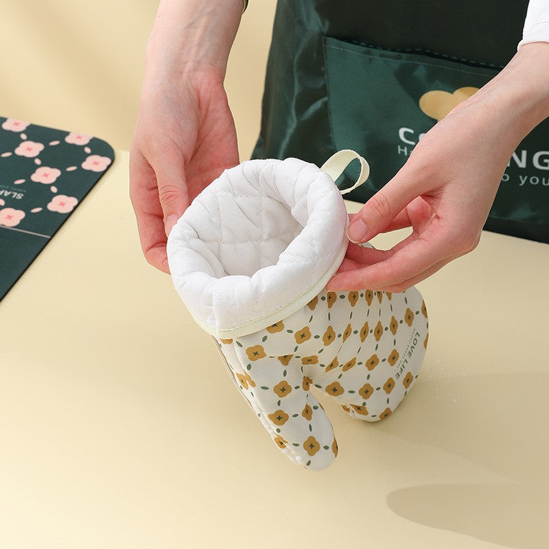Set 2 Manusi Cuptor Manusa De Bucatarie, Rezistenta 330 Grade, Textil Si Cauciuc, 26.5X18 Cm - vivimall.ro