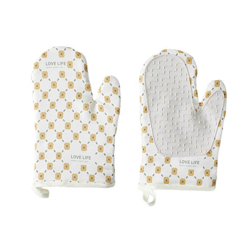 Set 2 Manusi Cuptor Manusa De Bucatarie, Rezistenta 330 Grade, Textil Si Cauciuc, 26.5X18 Cm - vivimall.ro