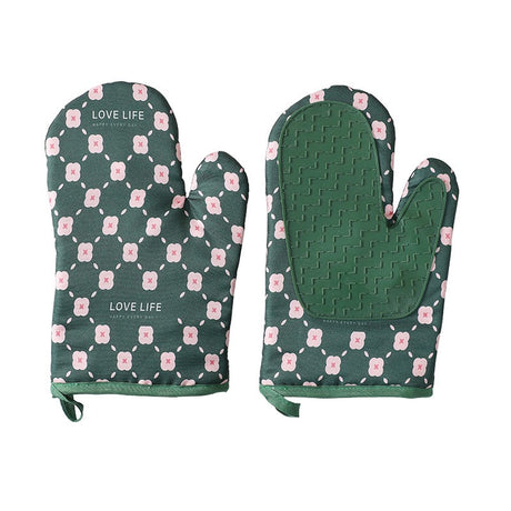 Set 2 Manusi Cuptor Manusa De Bucatarie, Rezistenta 330 Grade, Textil Si Cauciuc, 26.5X18 Cm - vivimall.ro