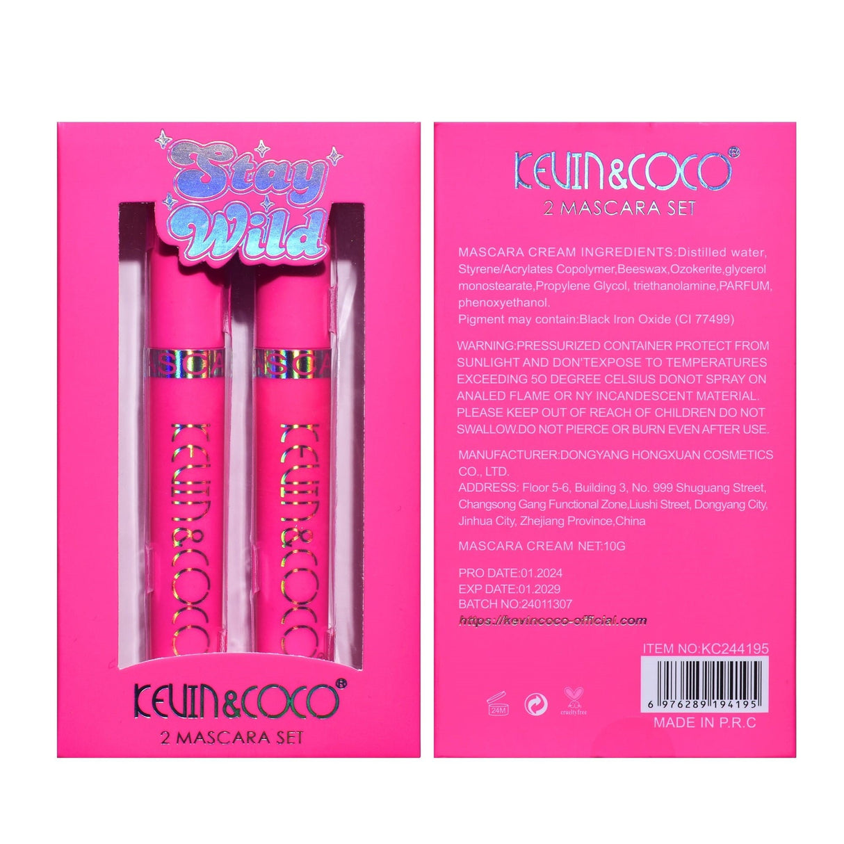 Set 2 Mascara, Kevin & Coco, Stay Wild, 2 Culori, 15.1 X 8.5 X 2.2 Cm, Negru/Maro - vivimall.ro