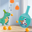 Set 2 Palete De Tenis De Masa, Pentru Copii, Design Animat, Tematica Astronauti, Accesoriu De Agatat Inclus Si 4 Mingi, Albastru - vivimall.ro