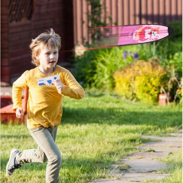 Set 2 Piese Jucarie Interactiva, Flippy, Pistol de Catapultare + Zmeu, din Plastic si Panza, +8 Ani, Impermeabil, Model Pisicuta cu Gogoasa, Multicolor