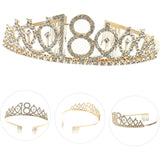 Set 2 Piese pentru Majorat, Vivimall, 15 x 13 x 5 cm, Coronita Printesa Gold si Panglica 18&amp;Fabulous, Negru - vivimall.ro