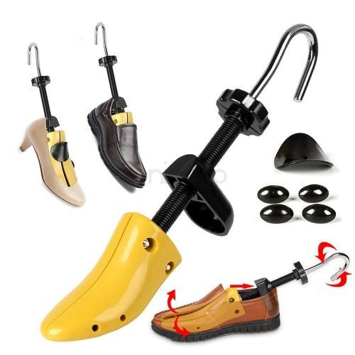 Set 2 Sanuri/Calapoade Reglabilile, Vivimall, pentru Alungit si Largit Pantofi, Geanta si Incaltator Incluse, Universale, Unisex, din ABS Premium, Arc, Marime 30 - 36, Galben - vivimall.ro