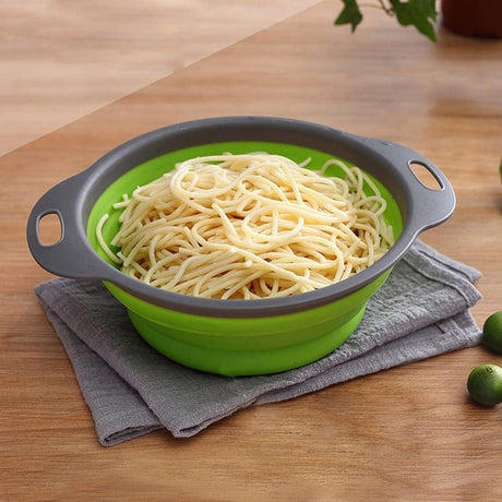 Set 2 Strecuratori Pliabile Din Silicon Alimentar Cu Manere, Fund Antiaderent Si Antialunecare, Rotunda, Doua Dimensiuni, Usor De Depozitat, Compatibil Cu Masina De Spalat Vase, Verde - vivimall.ro