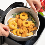 Set 2 Tavi Din Silicon Ecologic Pentru Air Fryer Temperatura Maxima 230 Grade, Reutilizabile, Reciclabile, Cu Manere Anti-Alunecare, Fund Antiaderent, 18.7 X 19.5 X 7 Cm, Gri - vivimall.ro