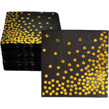 Set 20 de Servetele de Masa, Flippy, Imprimeu cu Buline Aurii, din Hartie, 17 x 17 cm, Negru