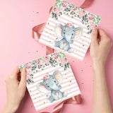 Set 20 de Servetele de Masa, Flippy, Imprimeu Elefant, din Hartie, 16.5 x 16.5 cm, Roz