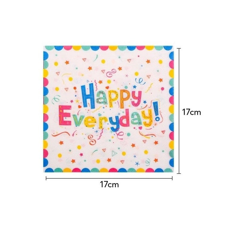 Set 20 de Servetele de Masa, Flippy, Model Happy Everyday, 17 x 17 cm, Multicolor