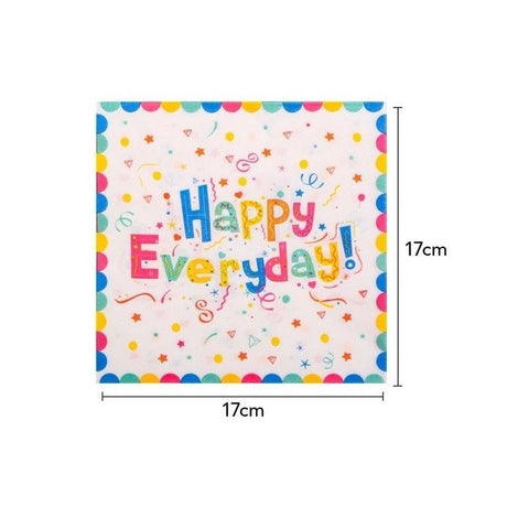 Set 20 de Servetele de Masa, Flippy, Model Happy Everyday, 17 x 17 cm, Multicolor