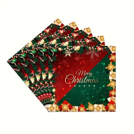 Set 20 De Servetele De Masa, Merry Christmas, Tematica Craciun, 16.5 Cm, /Rosu - vivimall.ro