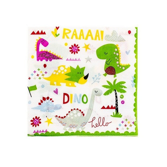 Set 20 Servetele De Masa, Colectia Dino Park, Din Hartie