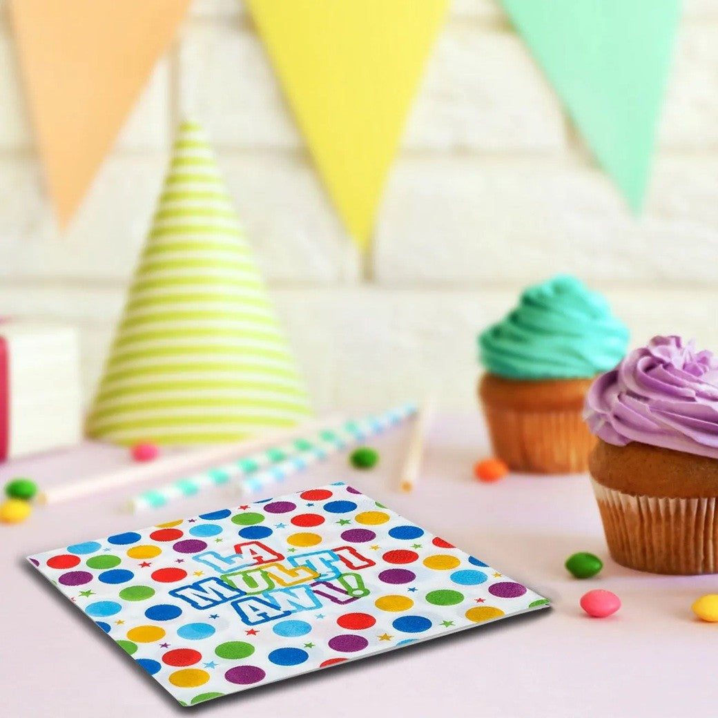 Set 20 Servetele de Masa, Flippy, Colectia LA MULTI ANI, 33 x 33 cm, din Hartie, Multicolor