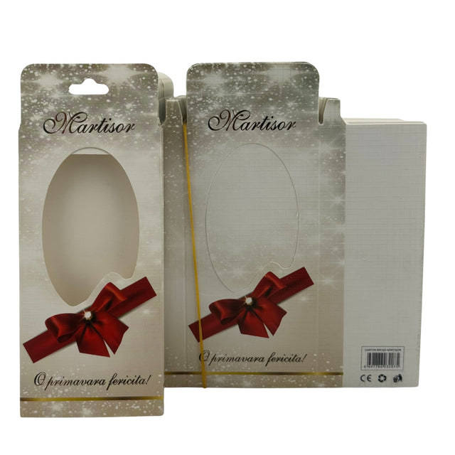 Set 100 Bucati Ambalaje de Carton pentru Martisoare, Vivimall, Cutii Brosa, Model cu Funda si Stele, Crem - vivimall.ro