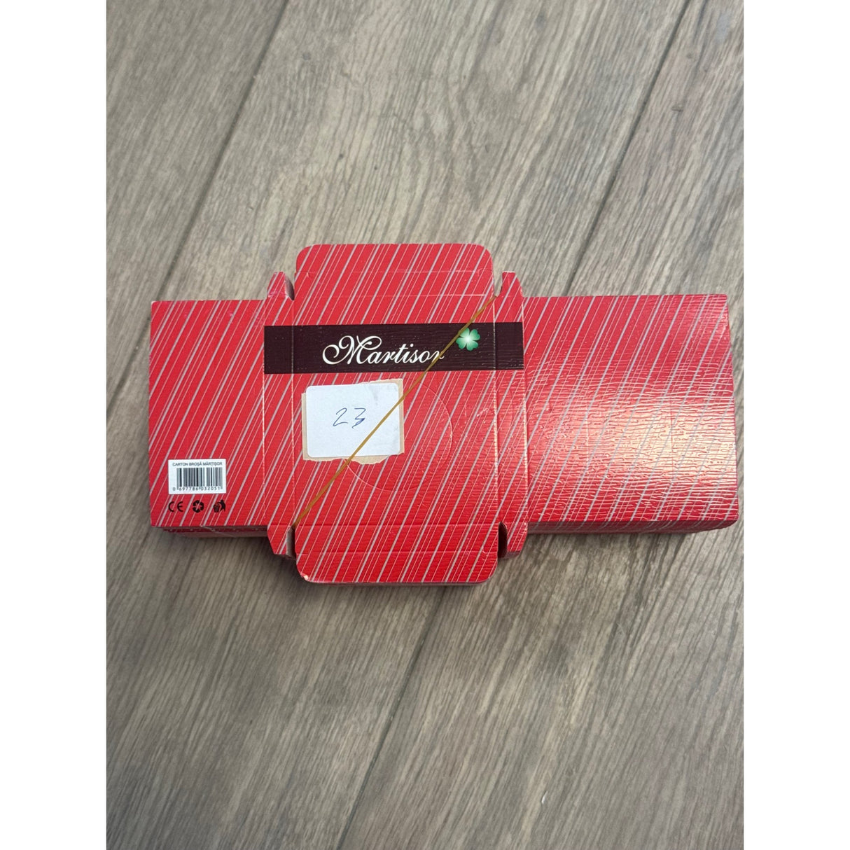 Set 200 Bucati Ambalaj pentru Borsa Decupaj Rotund, Model Rosu Dungi - vivimall.ro