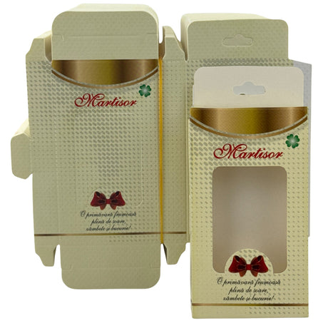 Set 200 Bucati Ambalaje de Carton pentru Martisoare, Vivimall, Cutii Brosa, Model cu Funda, Galben - vivimall.ro