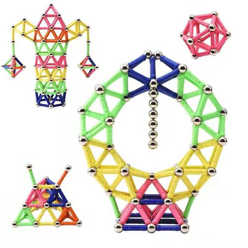 Set 206 Piese Betisoare Magnetice, Vivimall, din Plastic/Magnet, +3 Ani, Multicolor - vivimall.ro