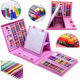 Set 208 Piese, Complet pentru Pictura si Desen, Flippy, Tip Servieta, 3-12 Ani, 32 x 27 x 5 cm, Roz