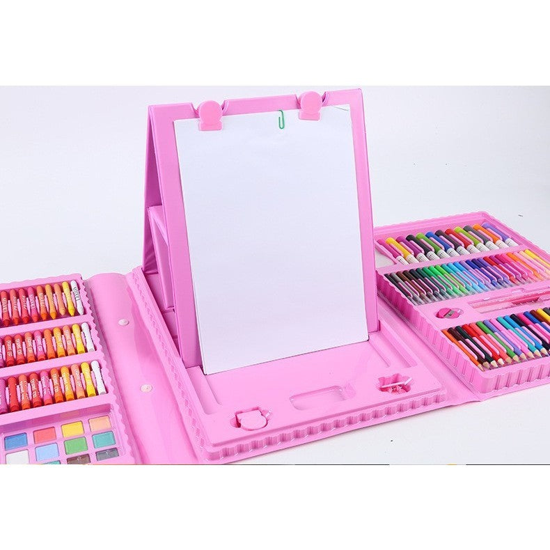 Set 208 Piese, Complet pentru Pictura si Desen, Flippy, Tip Servieta, 3-12 Ani, 32 x 27 x 5 cm, Roz