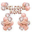 Set Baloane Folie Si Latex, Welcome Home, 22 De Piese, 20 Baloane Latex, 2 Baloane Stea Folie, 1 Set Welcome Home, Rose Gold Metalic - vivimall.ro