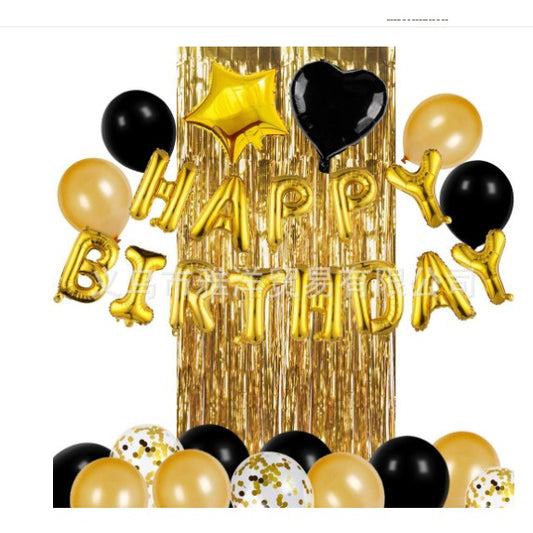 Set 24 De Baloane Folie Si Latex, 10 Baloane Latex Simple, 10 Bloane Latex Cu Paiete, 4 Baloane Folie, Ribon, Perdea, /Negru - vivimall.ro